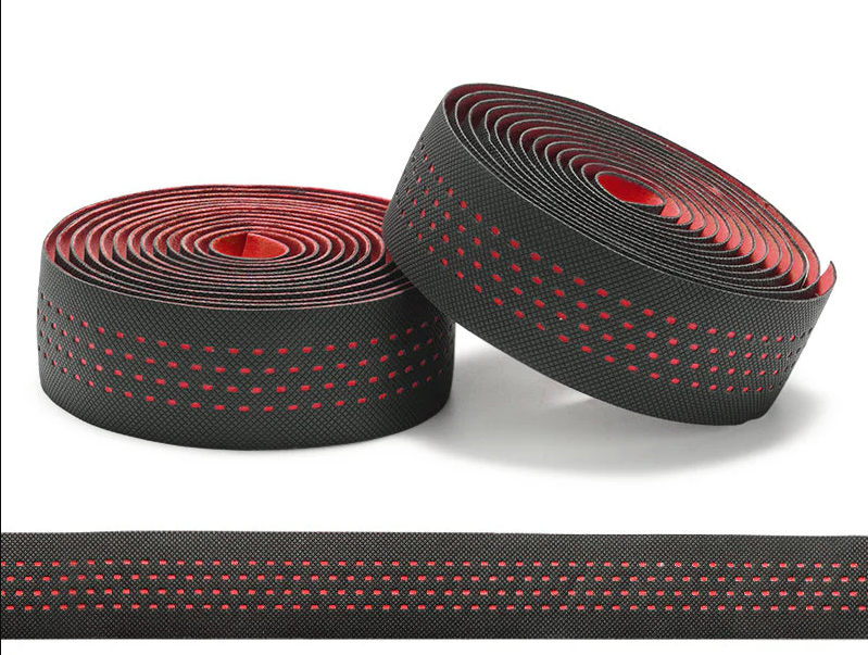Handlebar Cushion Tape, Black Microfibre + Red Shockproof Gel