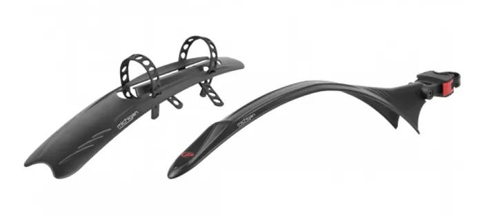 POLISPORT Mudguard Set for 26"-29" Quick Release Rear. Downtube Mudflap style Front. Black