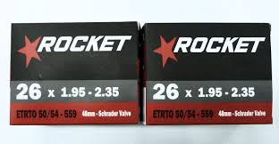 Rocket Bicycle Inner Tube 26 x 1.95 - 2.35 Schrader Valve